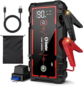 Read more about the article 5000A Jump Starter Car Jumper Starter Portable Battery Booster Pack Jump Box with LED Display, LED Light and Jumper Cables(10.0L Gas and 10.0L Diesel)