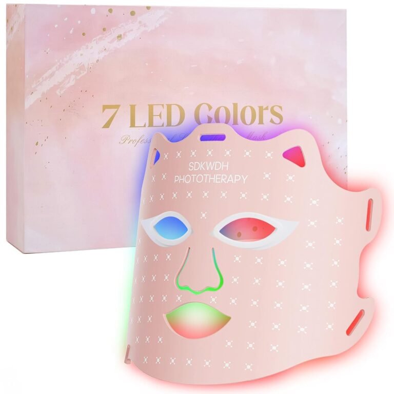 Read more about the article SDKWDH 7-Color LED Red Light Therapy Face Mask – 850nm Infrared Facial Skin Care Mask for Anti-Aging, Acne Treatment & Skin Rejuvenation | Ergonomic Design for Home & Travel (Pink)