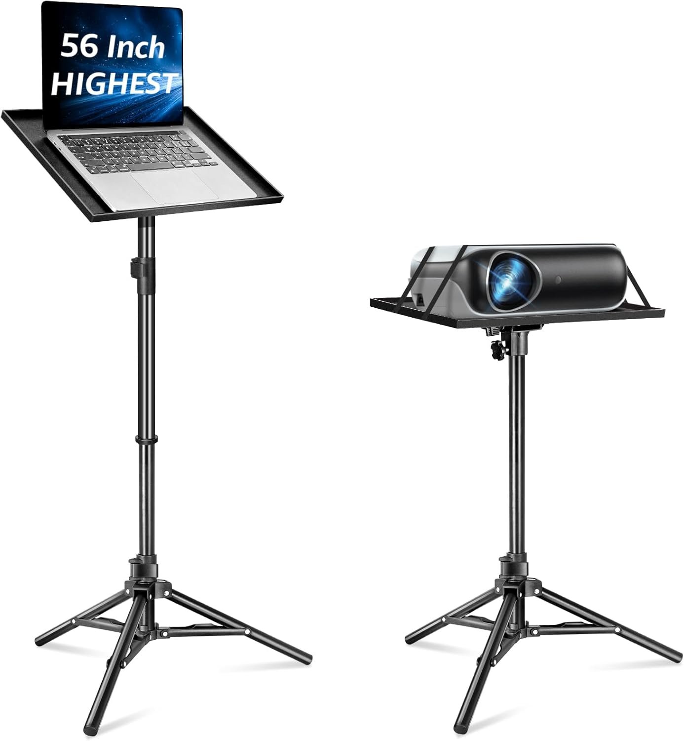You are currently viewing Projector Stand Tripod, 56 Inch Height Adjustable Laptop Stand with 16×11 Inch Tray, Portable Projector Mount, Stable Tall Tablet Floor Stand for Office, Home, Outdoor, Studio and DJ Racks