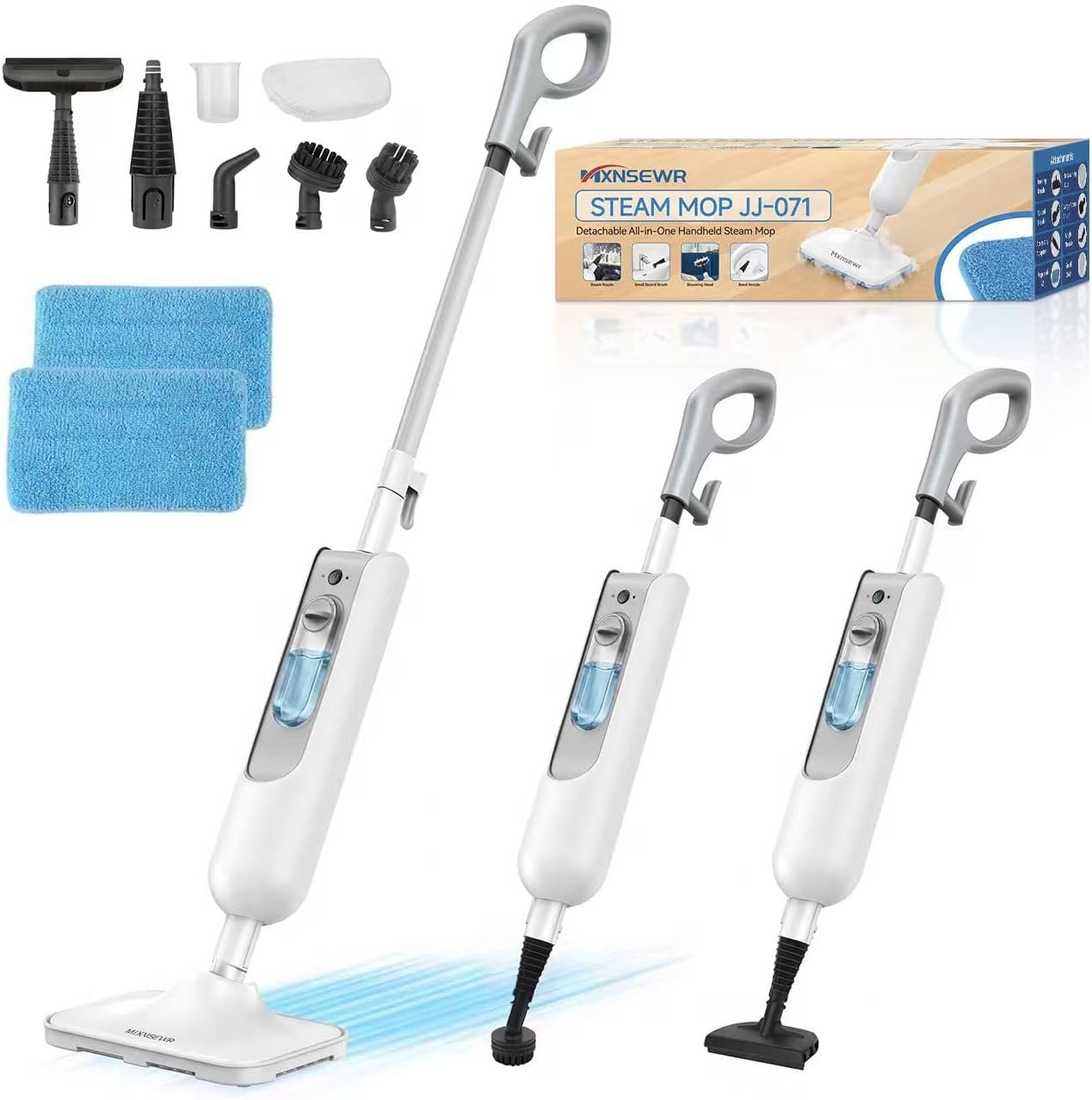You are currently viewing Steam Mop All-in-one Multi-Functional Powerful Steam Cleaner, Handheld Detachable Floor Steamer with 2 Steam Level, 380ML Water Tank & 23FT Power Cord for Whole Home Use