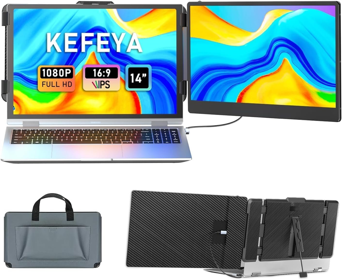 You are currently viewing Laptop Screen Extender, 14″ FHD 1080P IPS Laptop Monitor Extender Dual Screen, Portable Monitor for Laptops 13-17″ with USB-C/HDMI Port, Plug n Play