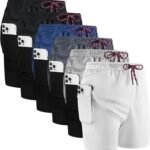 6 Pack Men’s 2 in 1 Workout Shorts 5’’ Quick-Dry Athletic Gym Shorts Lightweight Mesh Running Shorts with Pockets