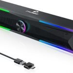 Tylubio Computer Speakers for PC Desktop – Clear Stereo Sound, RGB LED Lighting, Bluetooth & USB Soundbar for Laptop and Monitor