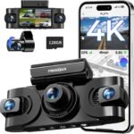 4K 360° Dash Cam, 4-Channel Dash Camera for Cars, Full Coverage Front Rear Left Right Inside with GPS, 5.8GHz Wi-Fi & App, Night Vision, Voice Control, 24H Parking Mode, 128GB Card Included