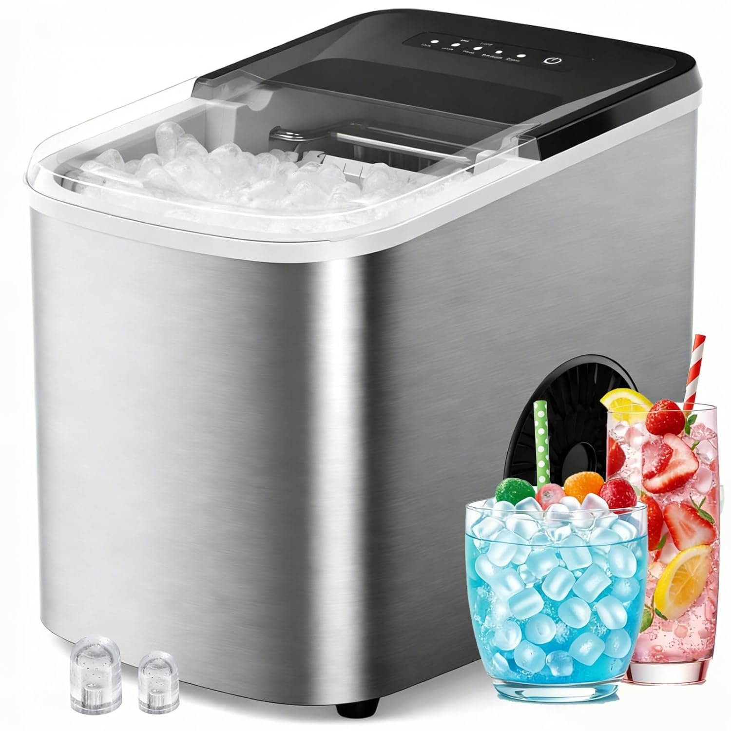 You are currently viewing 38lbs Per Day Countertop Ice Maker, 9 Ice Cubes in 3.5 Minutes, Self-Cleaning Portable Ice Machine with 2 Bullet Sizes for Kitchen, Camping, RV, and Part
