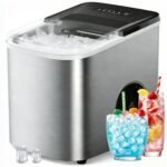 38lbs Per Day Countertop Ice Maker, 9 Ice Cubes in 3.5 Minutes, Self-Cleaning Portable Ice Machine with 2 Bullet Sizes for Kitchen, Camping