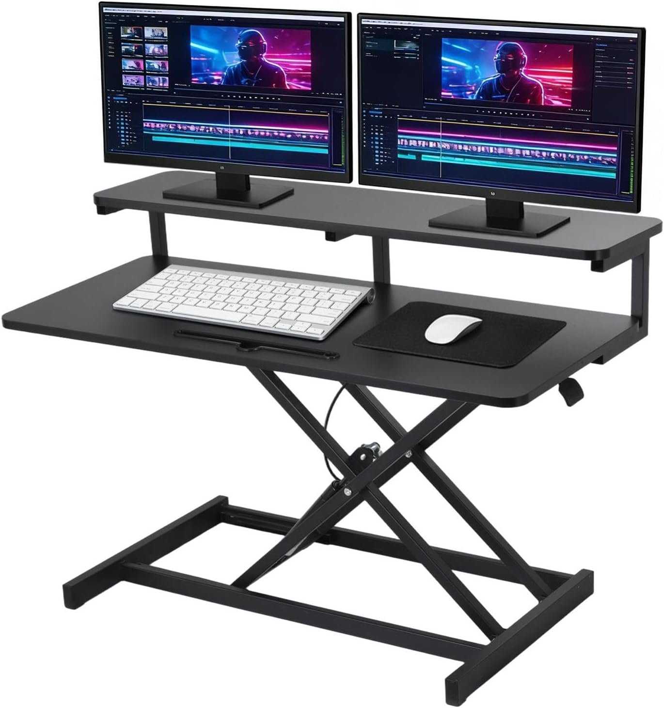 You are currently viewing 37 Inch Standing Desk Converter, 10.23-24.8 inches Adjustable Height Standing Desk Riser, Sit to Stand Up Duals Monitor Riser Workstation, for Home Office Laptop – Black