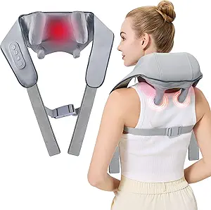 Read more about the article Click to see full view  Ask Rufus  Does it heat while massaging?   How long does battery last?   Can it be worn hands-free?   Why you might like this   Compare with similar   Ask something else 4D Wireless Deep Tissue Kneading Neck Massager with Heating Function, Shiatsu and Shoulder Massager Pillow,Back and Leg Pain Relief, Body Muscle Pain Relief, Perfec