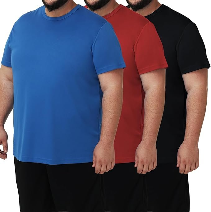 You are currently viewing Men’s 3 Pack Lightweight Plus Size Short Sleeve T-Shirt Crew Neck Big & Tall Sizes Stretch T-Shirt for Casual Wear