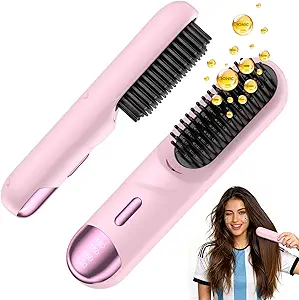 You are currently viewing Go Brush Pro for Short Hair Hair Straightener Brush Cordless & Portable with 300M Negative Ions, 4 Temps Fast Heating, Game Day Ready Styling Tool for Watch Parties, Travel & Daily Use Pink