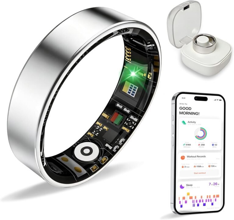 Read more about the article Smart Ring Health Tracker， Sleep/Exercise Monitoring, iOS/Android, IP68 Waterproof, No Subscription, 5-Day Battery for Women & Men (White, 8)