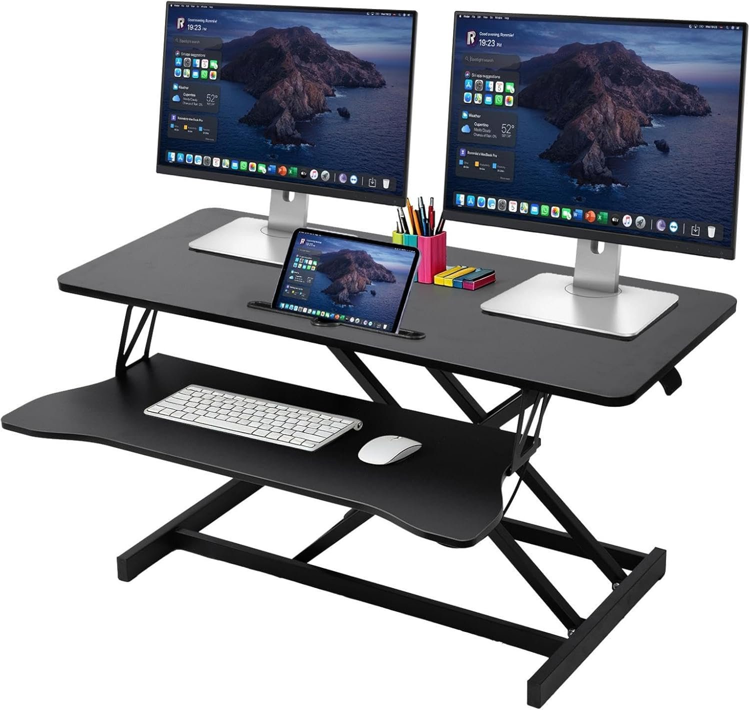You are currently viewing 37 Inch Standing Desk Converter, Two Monitor Stable Stand up Desk Converter, 5.9″-18.8″ Height Adjustable Laptop Workstation with Keyboard Tray, Desktop Workstation Riser for Home, Company(Black