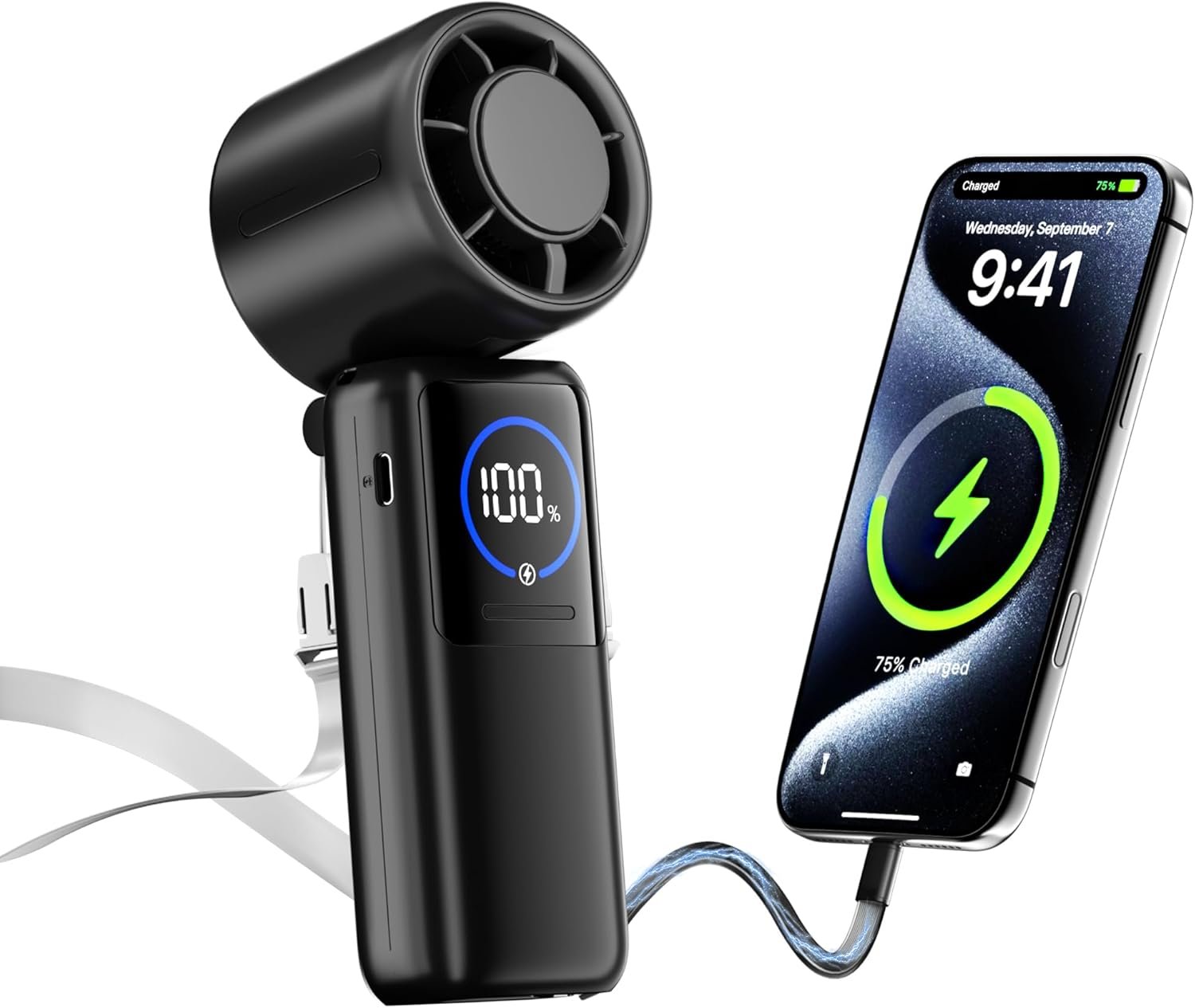 Read more about the article Turbo Portable Handheld Fan – 15000mAh Rechargeable Foldable Personal Cooling Fan with 50H Runtime, USB Portable Desk & Travel Fan