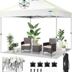 COBIZI 10×10 Pop Up Canopy Tent Without Removable Sidewalls, One Push Party Tent Outdoor Waterproof Event Canopy with Air Vent for Parties Commercial Wedding, 3 Height, Carry Bag, Sandbag, White