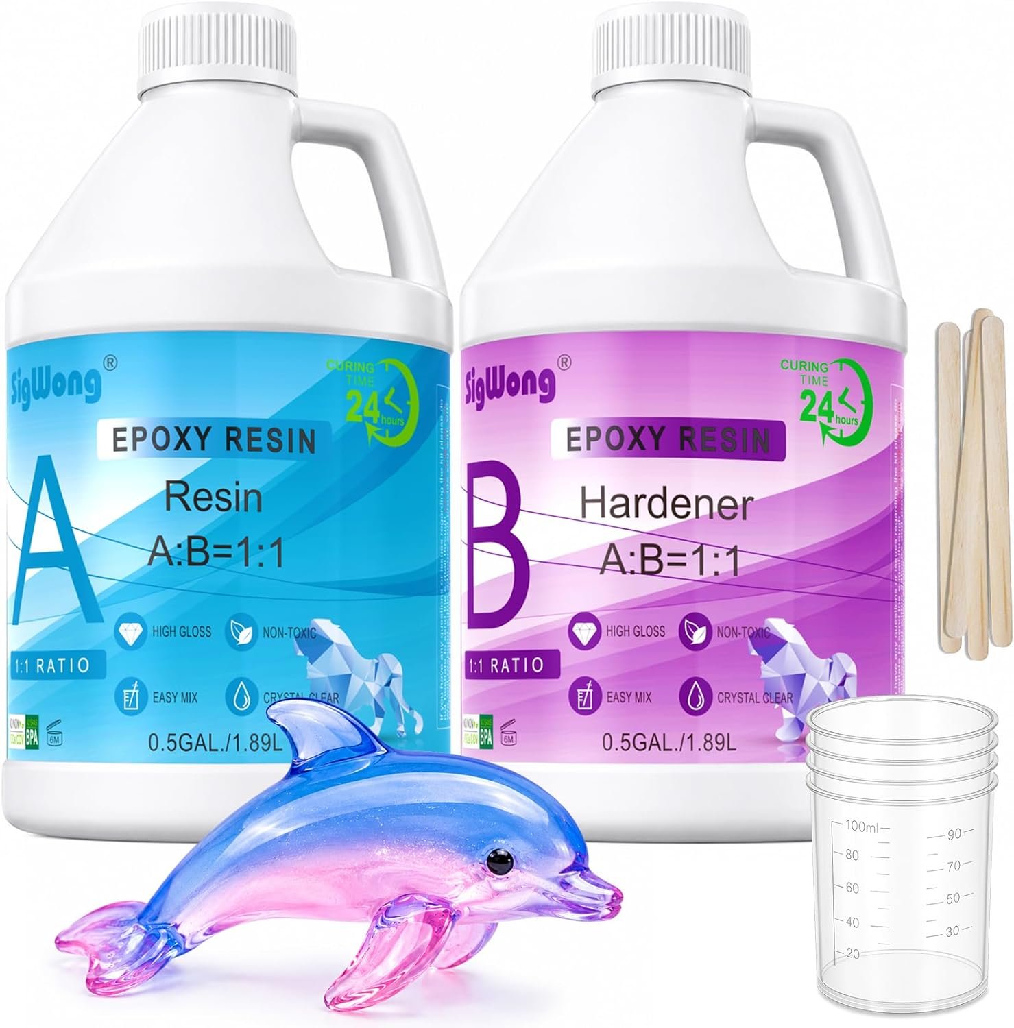 Read more about the article SigWong Epoxy Resin 1 Gallon – Crystal Clear Epoxy Resin Kit, Not Yellowing No Bubble Easy Mix 1:1 Ratio Self Leveling, 2 Part Casting Resin for Art, Craft, Jewelry Making, River Tables