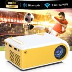 Mini Projector Portable Projectors with Wifi and Bluetooth Outdoor Movie Projectors Mini Home Theater Indoor Projector for Bedroom Built-in Speaker Compatible With HDMI/USB/TV Stick/Smartphone/Laptop