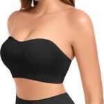 Women’s Strapless Non-Slip Bandeau Bra – Wireless Padded Tube Top with Clear Straps for Comfortable Everyday Support