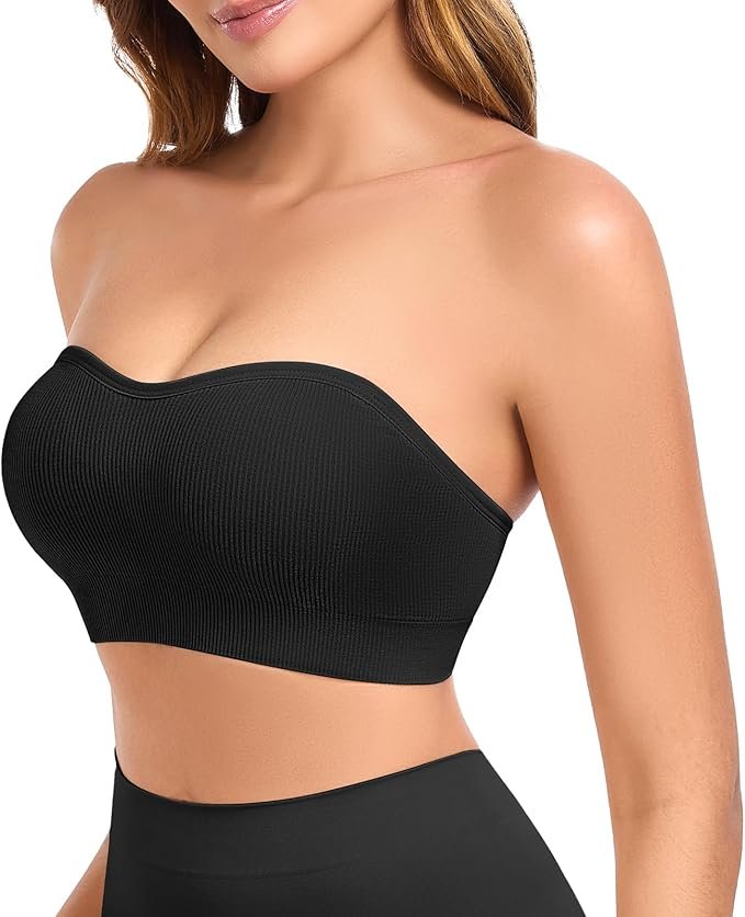 You are currently viewing Women’s Strapless Non-Slip Bandeau Bra – Wireless Padded Tube Top with Clear Straps for Comfortable Everyday Support