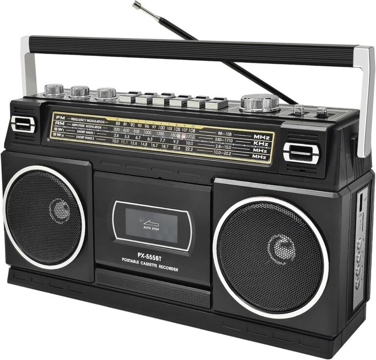 Read more about the article Cassette Player Boombox with Bluetooth, AM/FM/SW Radio & Record to USB, 24W Stereo Sound, 4 Power Modes, Portable Retro Stereo for Indoor Outdoor, Classic Black