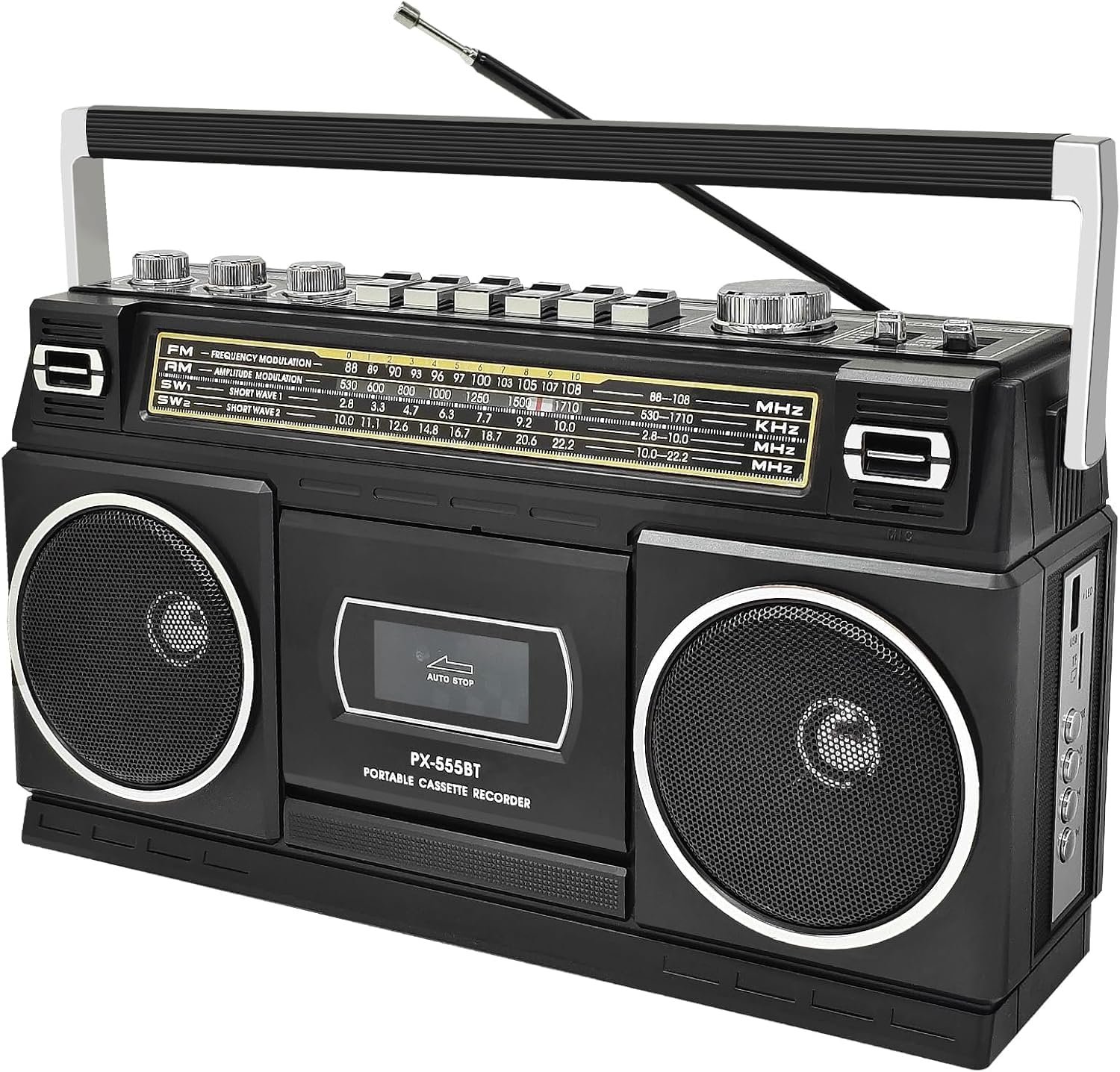 You are currently viewing Cassette Player Boombox with Bluetooth, AM/FM/SW Radio & Record to USB, 24W Stereo Sound, 4 Power Modes, Portable Retro Stereo for Indoor Outdoor, Classic Black