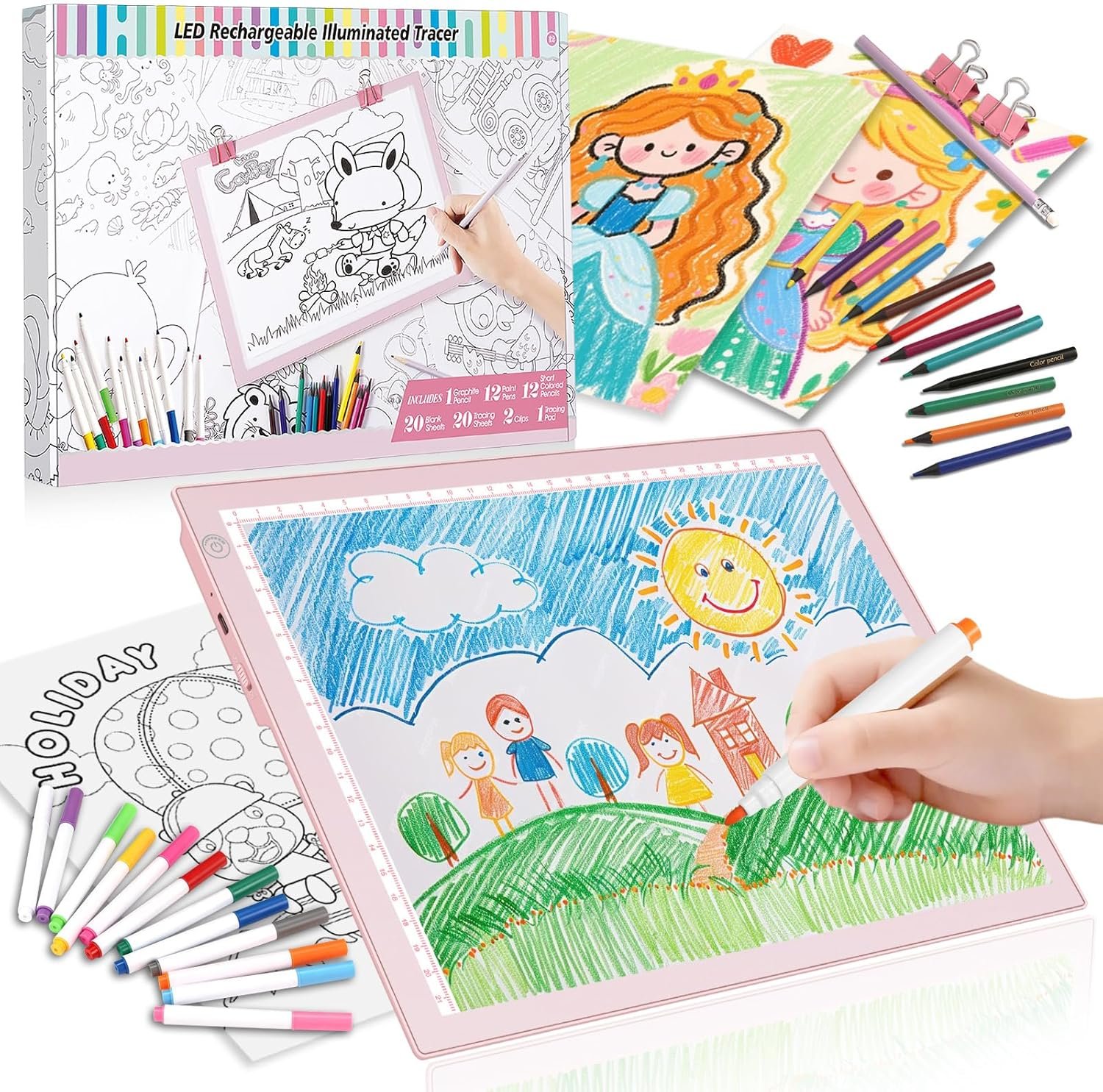You are currently viewing LED Drawing Tablet Kits Pink – 15″ Light Board for Diamond Painting Accessories, Best Birthday, Holiday Gifts Toy for Kids Girls 3,4,5,6,7,8,9,10,11,12 Year Old, Back to School Art Travel Essentials