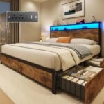Lifezone Queen Bed Frame with Storage and Charging Features