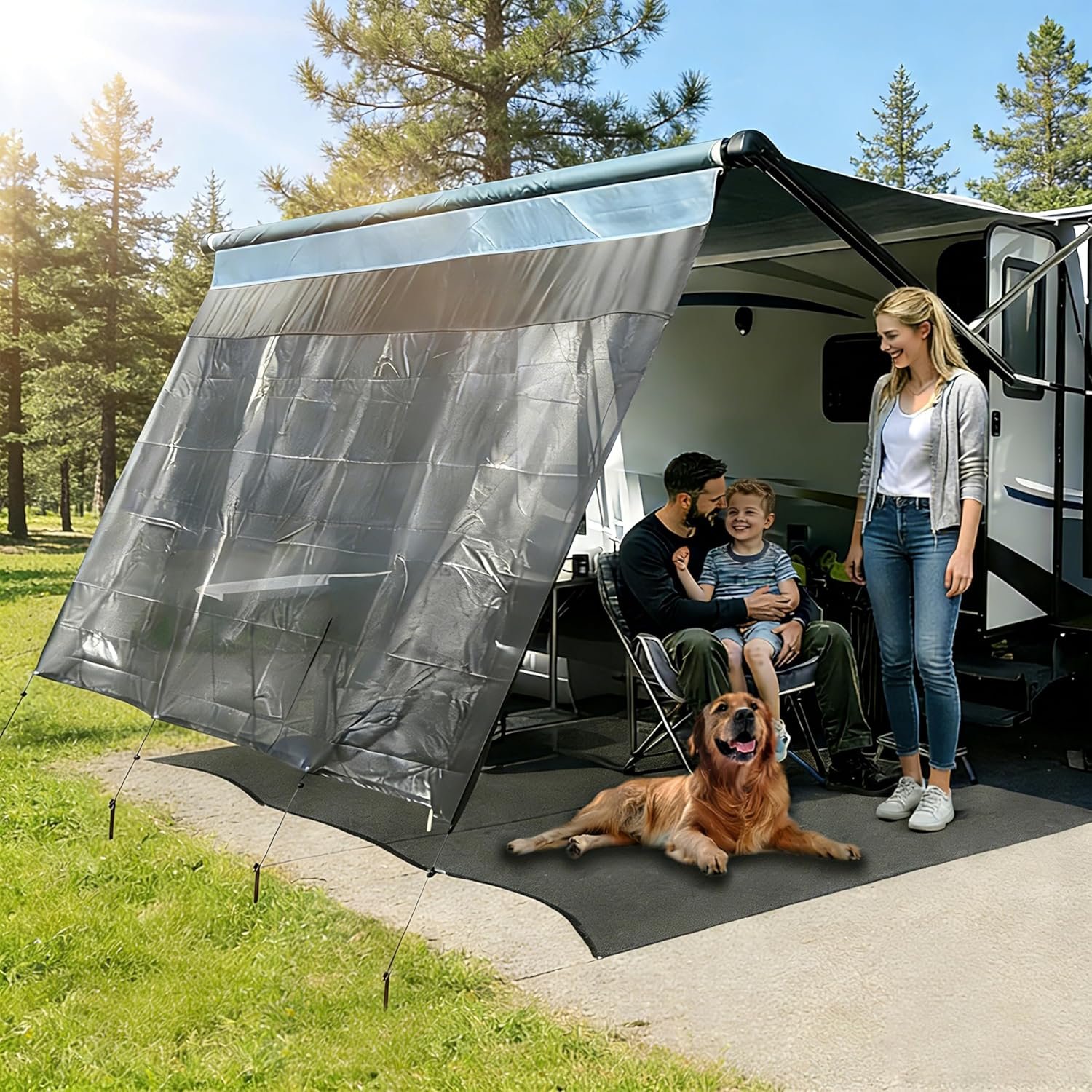 You are currently viewing RV Awning Sun Shade Screen with Zipper 8’X11’3″(Fit for 12′ Awning),Mesh Oxford RV Awning Shade Motorhome Camping,Universal Trailer RV Shade Screen for Awning with Kits,Improve Shadow Privacy