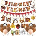 Western Party Decorations, Cowboy Banners Wild West Yee Haw Banners Hanging Swirls Ceiling Streamers for Boys Rodeo Theme Birthday Party Western Baby Shower