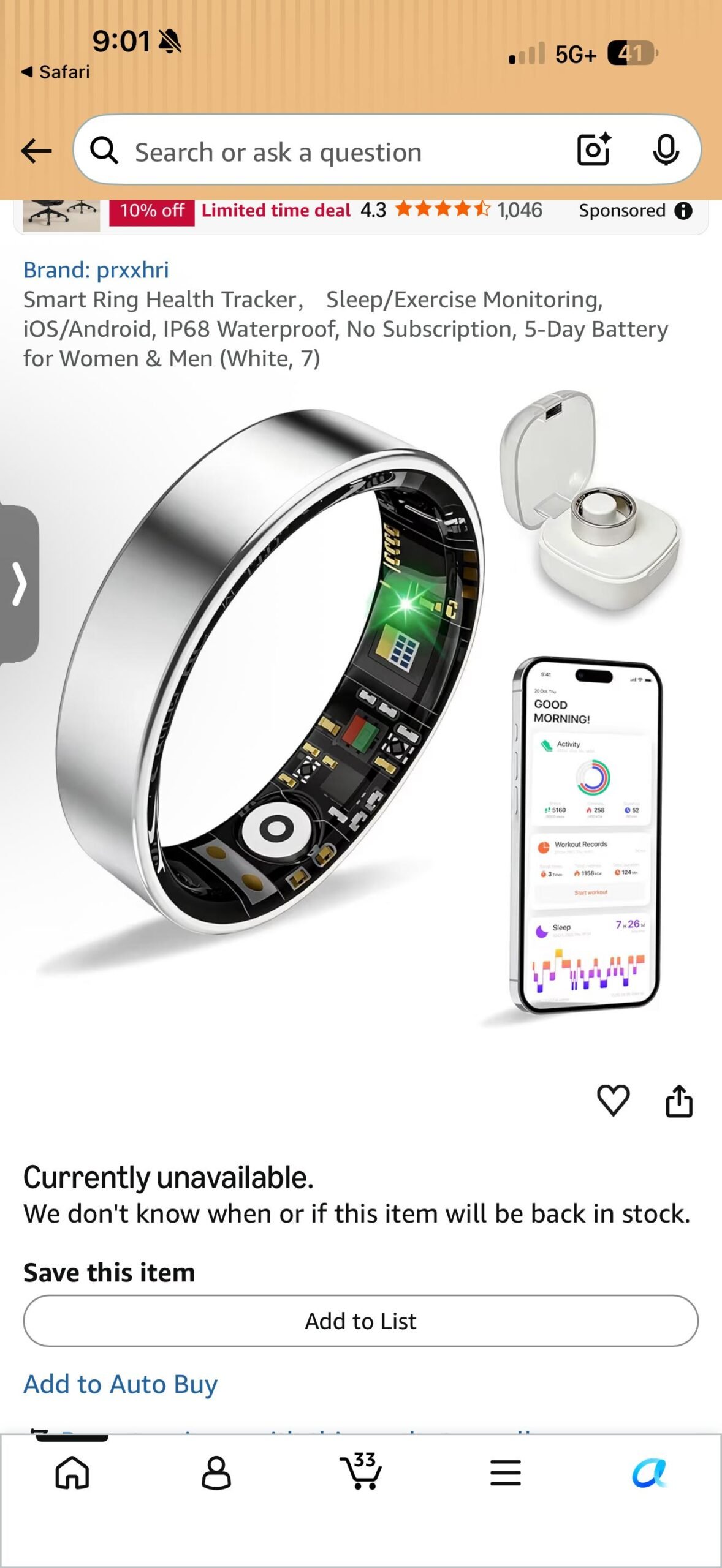 You are currently viewing Smart Ring Health Tracker， Sleep/Exercise Monitoring, iOS/Android, IP68 Waterproof, No Subscription, 5-Day Battery for Women & Men
