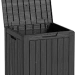 35 Gallon Outdoor Deck Box, Lockable Waterproof Outdoor Storage Boxes For Garden Tools,Indoor Cushions,Accessories Outside Storage Resin Weatherproof Containe