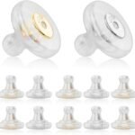 Silicone Earring Backs, 18K Gold Secure Locking Design for Studs, Hypoallergenic Replacement for Droopy Ears, No-Irritation Earring Backs for Men and