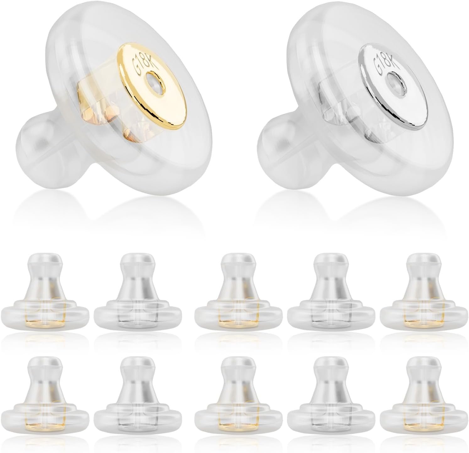You are currently viewing Silicone Earring Backs, 18K Gold Secure Locking Design for Studs, Hypoallergenic Replacement for Droopy Ears, No-Irritation Earring Backs for Men and