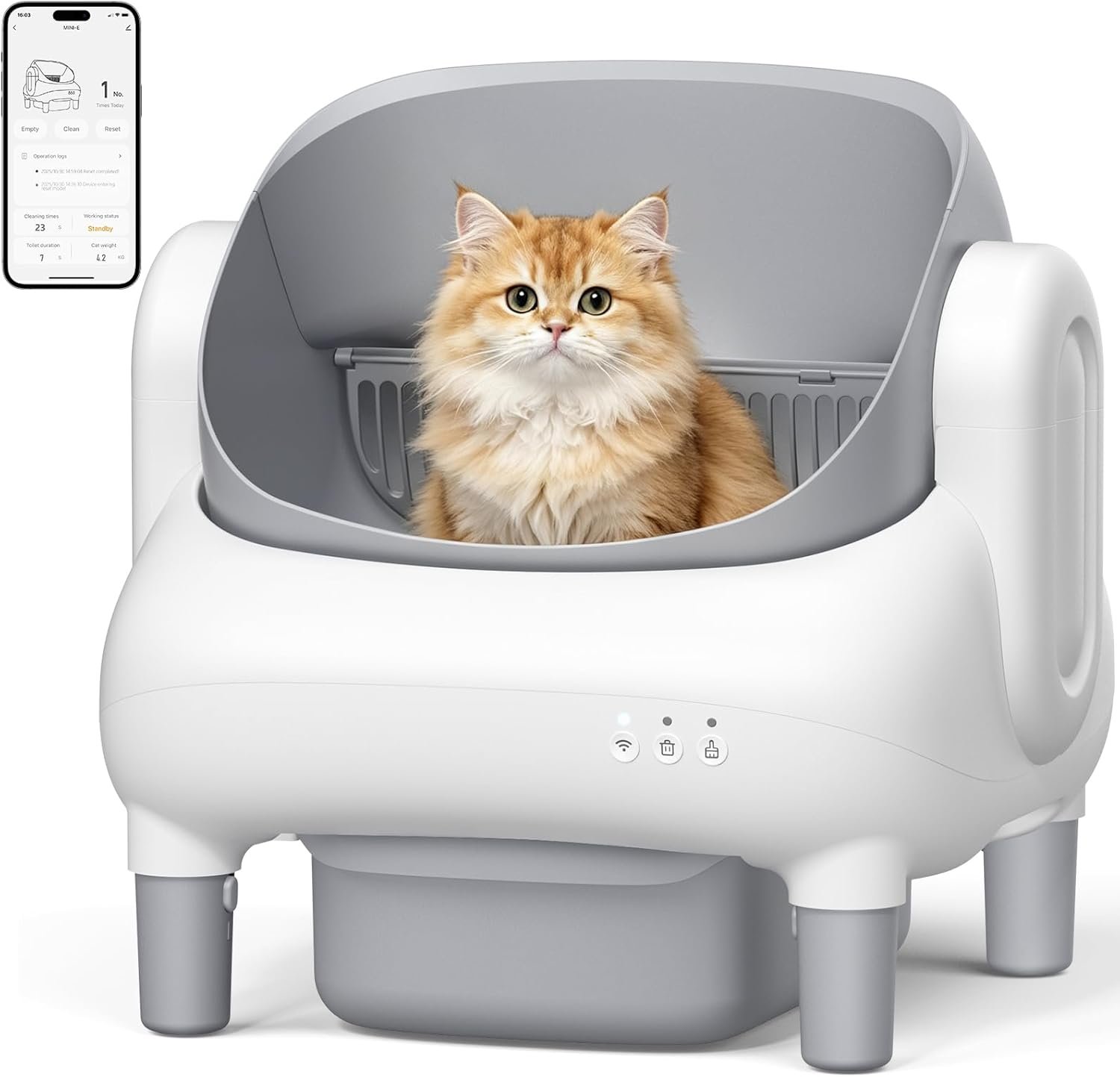 You are currently viewing Automatic Litter Box,Self Cleaning Cat Litter Box with App Control, Open-Top Large Space, Dual Safety Sensors, Ultra-Quiet, for Multiple Cats, Light Gray