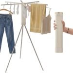 BIREN Foldable Clothes Drying Rack Tripod Clothes Rack with Clips Heavy Duty Laundry Rack Portable Clothing Racks for Travel, Camping, Hotel, Apartment Visit the BIREN Store