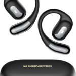 Monster AC317 Open Ear Headphones, Wireless Stereo Sound, Bluetooth 5.4 Technology, 24H Playback Battery, Crystal Clear Calls, Type-C Charging, Touch Control, Sweat Resistant Earbuds, Dark Black