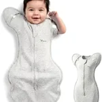 SAIMON Arms Up Baby Sleep Sack & Newborn Swaddle, Self-Soothing Wearable Blanket, 2-Way Zipper, Calms Startle Reflex, Soft Cotton,