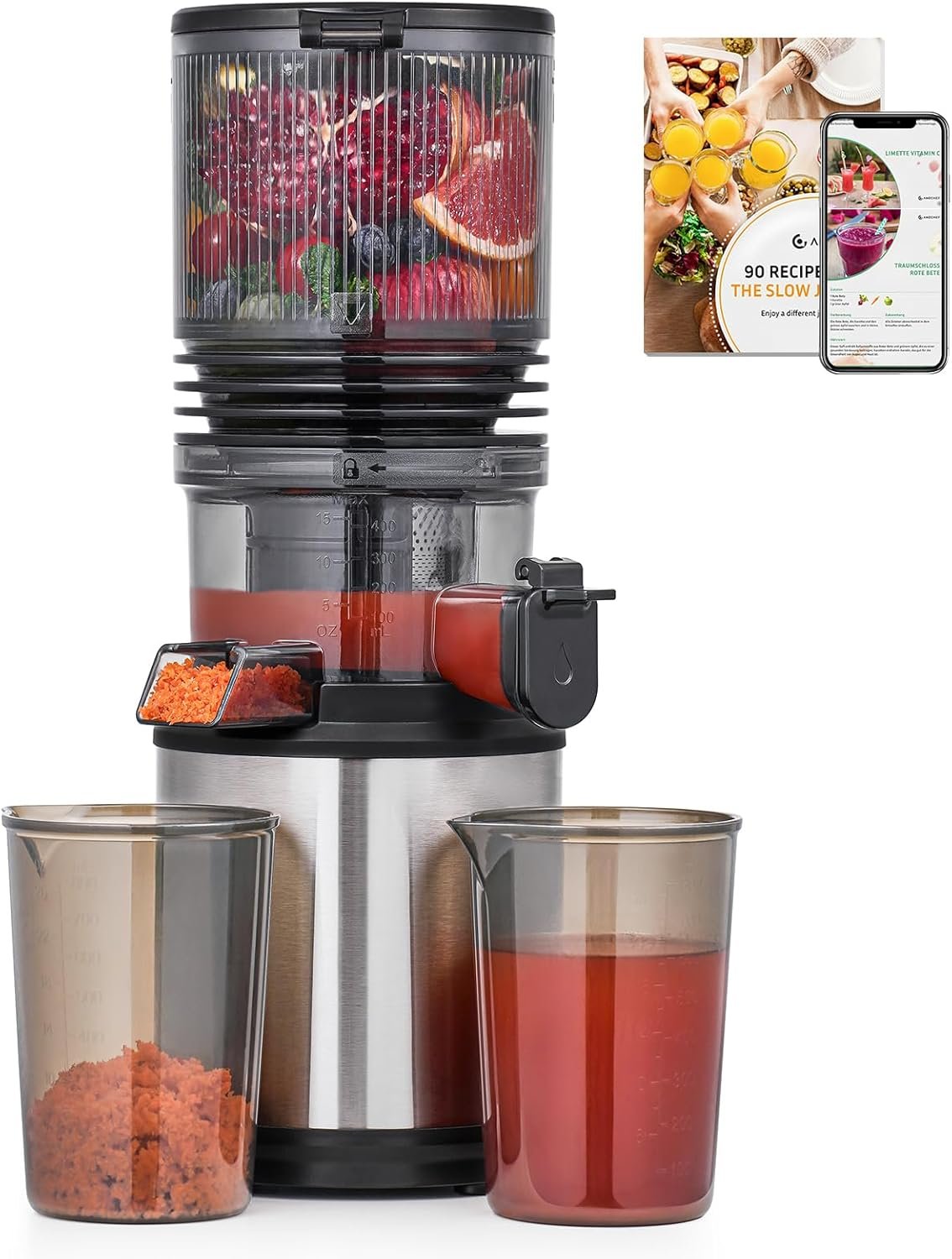 You are currently viewing Cold Press Juicer Machine with 6″ Extra-Wide Feed Chute,Triple Stainless Steel Filter,Quiet DC Motor,Easy to Clean,Slow Masticating Juicer High Juice Yield, Grey