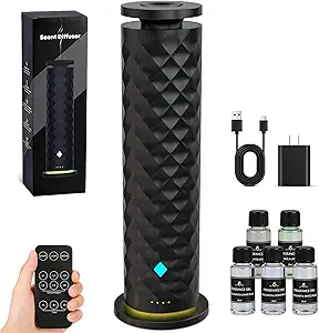 You are currently viewing Waterless Scent Diffuser Starter Kit with Remote – Cold Air Nebulizing Essential Oil Diffuser, 1000 Sq Ft Coverage, Quiet Aromatherapy Machine with 5 Oils for Home, Office, Bedroom & Spa