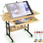 Wooden Puzzle Table with Drawers, 1500 Piece Puzzles for Adults & Puzzle Enthusiasts with Adjustable Height & Tilt, Felt Surface, Metal Stand with Lockable Wheels, Puzzle Storage Box and Cove