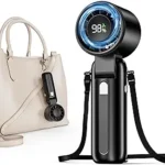 100-Speed Handheld Turbo Fan – 12800 RPM High-Speed Portable Mini Fan, Foldable 4-in-1 Personal Cooling Fan, USB-C Rechargeable, Ultra-Quiet Lightweight Fan for Travel, Office, Camping & Beach (Black