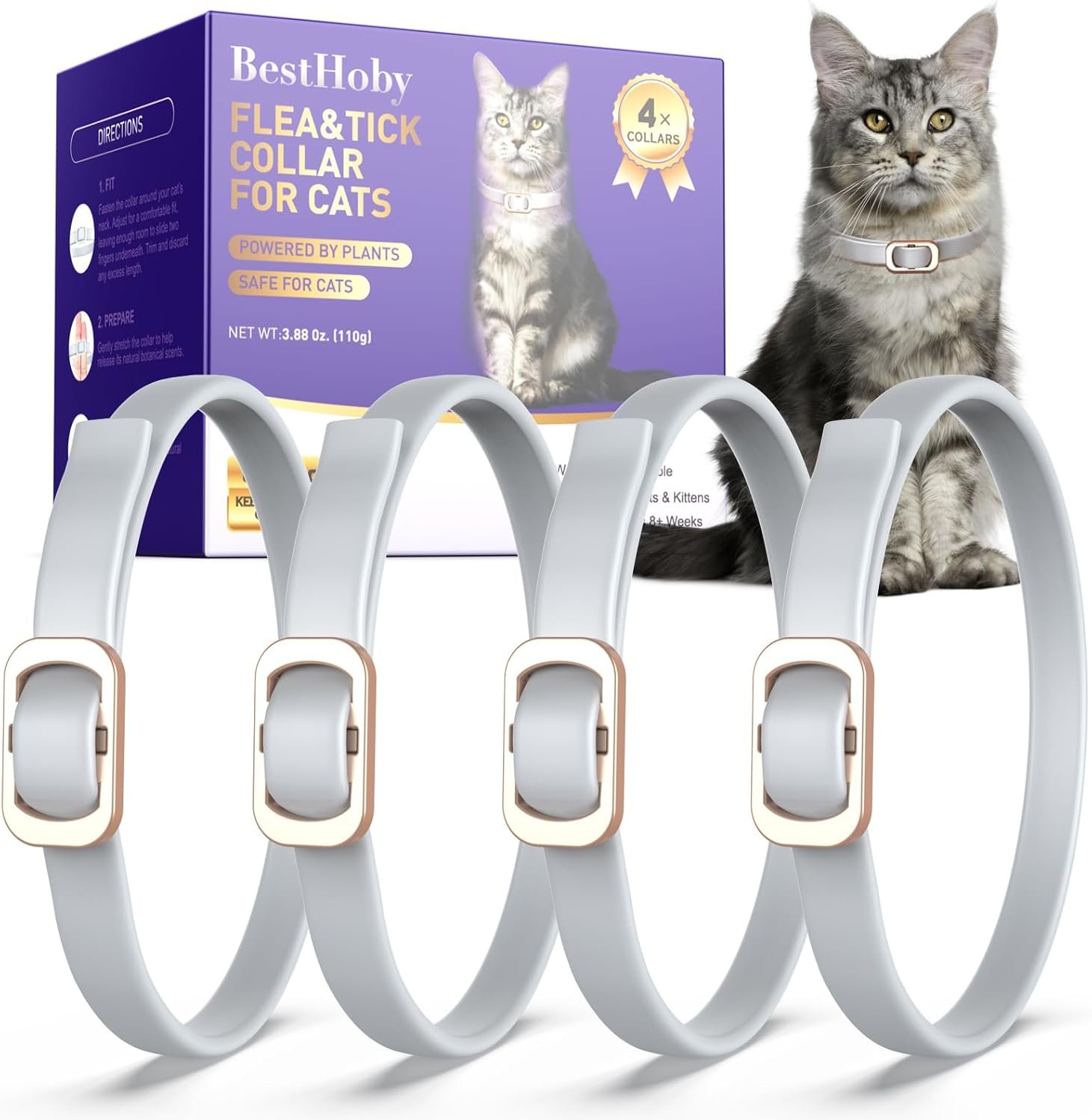 Read more about the article 4 Pack Flea & Tick Collar for Cats – Plant-Based Natural Essential Oils, Waterproof & Adjustable, Long-Lasting Protection for Cats & Kittens (Gray)