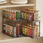 Packs Pull Out Spice Rack Organizer for Cabinet, 2-Tier Slide Out Seasoning