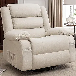 You are currently viewing Korser Oversized Recliner Chair, Extra Wide Rocking Chair with Massage and Heat, 360° Swivel Rocker Recliner for Adults, Nursery Chair with Side Pocket, Cashmere Reclining Sofa for Living Room, Beige