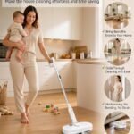 Cordless Electric Mop, Self-Propelled Electric Spin Mop, Gravity Assist Pressure, 8000mAh Battery, LED Light & Water Spray, for Hardwood, Tile & Laminate Floors