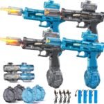 4 Pack Electric Water Guns for Kids & Adults, Automatic Rechargeable Squirt Guns with LED Light Sound & Vibration, Long Range Water Blaster Set, Large Tank Fast Fill Water Guns for Pool Beach Party