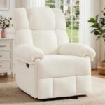 Korser Recliner Chair, Living Room Chairs for Adults, Thick Upholstered Manual Recliner with Side Pockets, Small Recliner for Small Spaces, Lounge Chair for Nursery Bedroom Apartment RV