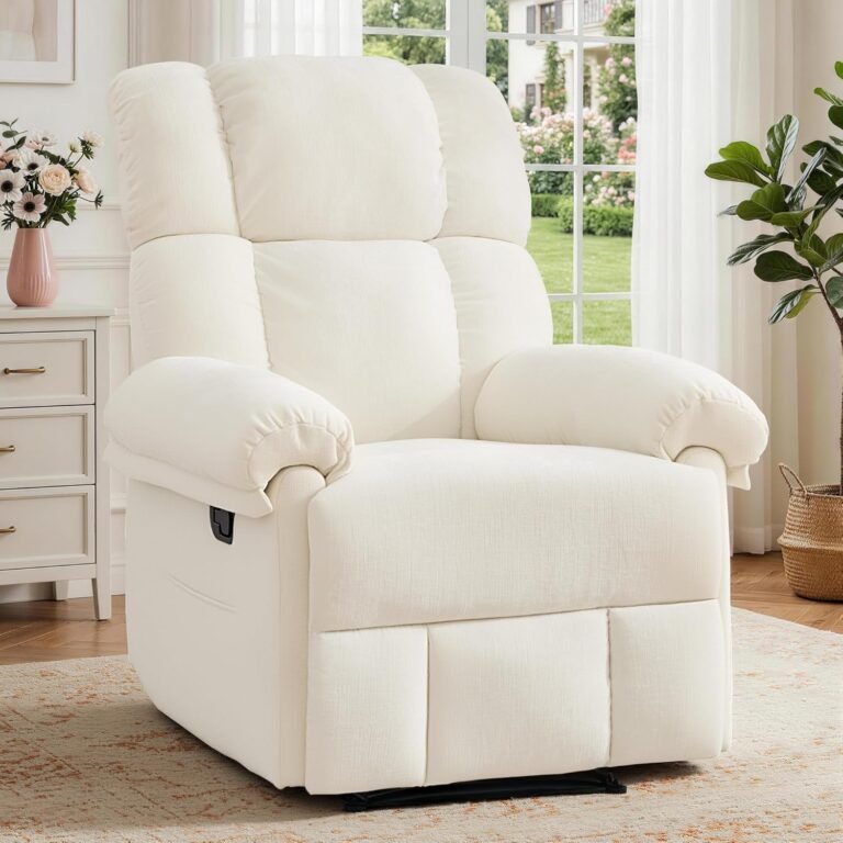 Read more about the article Korser Recliner Chair, Living Room Chairs for Adults, Thick Upholstered Manual Recliner with Side Pockets, Small Recliner for Small Spaces, Lounge Chair for Nursery Bedroom Apartment RV