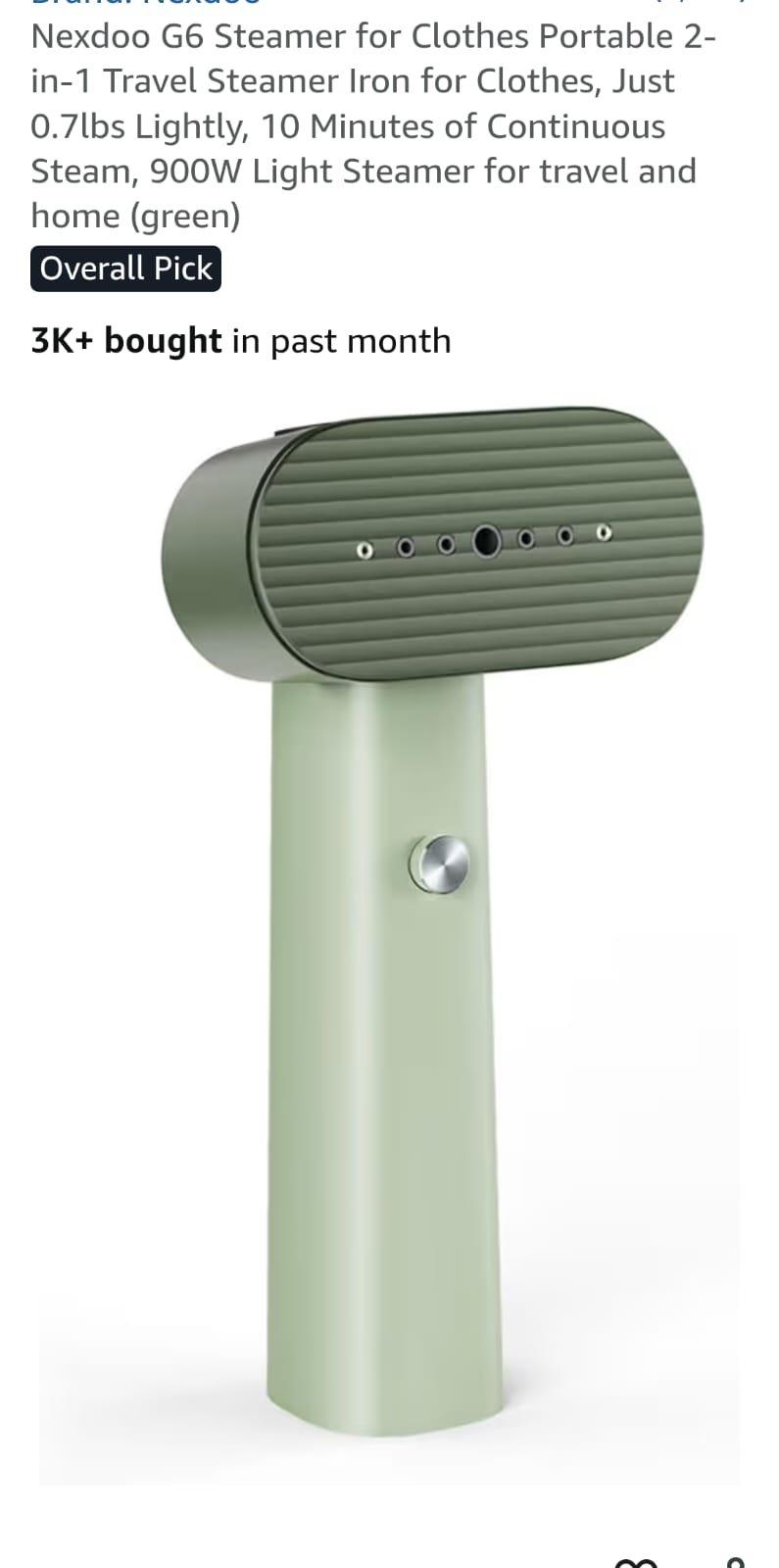 You are currently viewing Nexdoo G6 Steamer for Clothes Portable 2-in-1 Travel Steamer Iron for Clothes, Just 0.7lbs Lightly, 10 Minutes of Continuous Steam, 900W Light Steamer for travel and home (green)