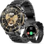 Smart Watch for Men Answer/Make Call for Android iPhone, 1.43″ AMOLED HD Screen Mens Luxury Watch, 400mAh Heavy Duty Smartwatch Heart Rate Blood Oxygen Blood Pressure Sleep Monitor Pedometer, 2 Straps Visit the SOUYIE Store