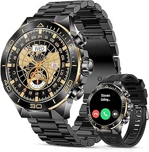 You are currently viewing Smart Watch for Men Answer/Make Call for Android iPhone, 1.43″ AMOLED HD Screen Mens Luxury Watch, 400mAh Heavy Duty Smartwatch Heart Rate Blood Oxygen Blood Pressure Sleep Monitor Pedometer, 2 Straps Visit the SOUYIE Store